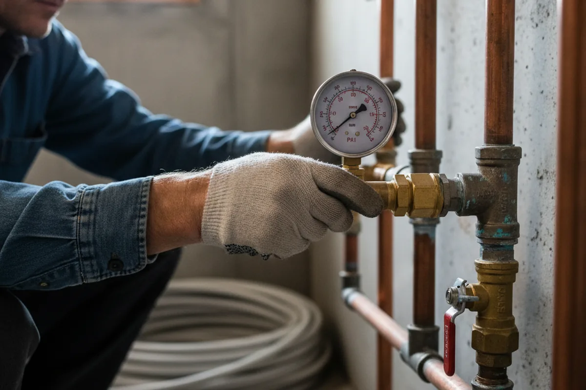 Pressure testing a repaired line during Water Line Repair in Ringgold